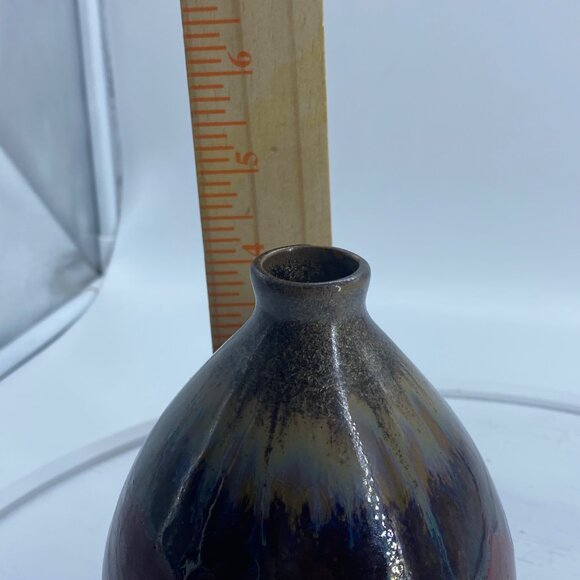 Vtg Handcrafted Ceramic Vase Decor Multicolor Glaze 4 Inches Tall Jug China - Picture 5 of 5